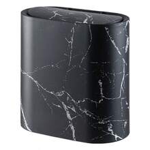 A Round, Push-Button Lid Trash Can, A Plastic Bin For Bathroom Narrow Spaces, A Sorting And Storage Bin For Household Waste. - Black 12L - View 6