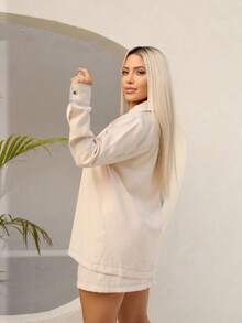 Women's Set: Long-Sleeved Shirt And Skirt Shorts, Marrant Sensorial Boho Casual Cute Luxury Elegant - Nude - 查看 3