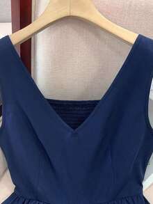 Camiseta sin mangas ajustada para mujer, adecuada para el trabajo, el viaje, las fiestas, la graduación y el uso diario - Azul marino - Ver 5