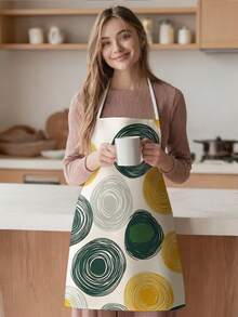 1pc, Bohemian-Style Polyester Apron Printed With Geometric Patterns, Suitable For Cooking, Baking, And Gardening, And Can Also Be Used As Attire For The Kitchen And Dining. - Multicolor - View 5