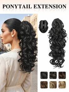 nimoki Extensión de cabello con clip de 16 pulgadas, ondulado natural, material de fibra sintética resistente al calor, adecuado para fiestas de Navidad, Halloween, festivales de música y uso diario de mujeres - Multicolor - Ver 10