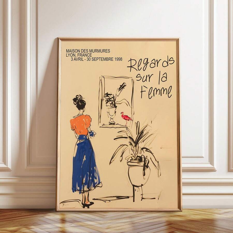 1張無框海報壁紙展覽海報:現代女性藝術印刷品,適合客廳牆面藝術、臥室、公寓和現代家居裝飾 - 完美的禮物選擇 - 1PC - 查看 1
