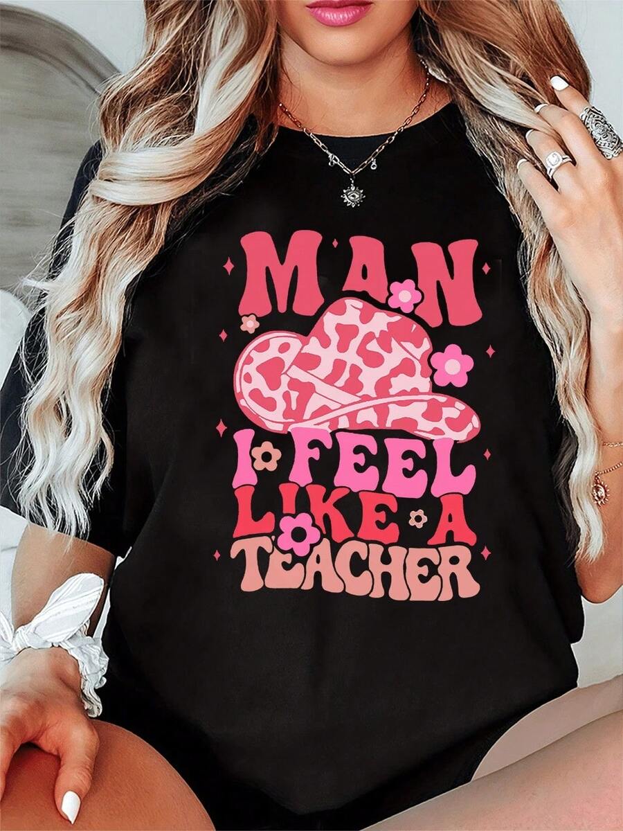1pscMan Me Siento Como Un Maestro | Camiseta Retro de Algodón para Hombre y Mujer, Estilo Western, 100% Algodón - Negro - Ver 1