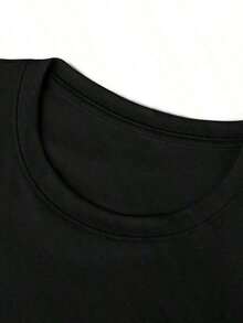 Tops para mujer Casual de Algodón Negra para Mujer con Estampado de Estatua de Ángel, Manga Corta, Cuello Redondo, Estampado de Texto, Largo Regular, Top de Alta Elasticidad - Negro - Ver 2