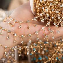 1m Shiny Glass Claw Rhinestone Chain Colorful Beads Pendant Copper Chain Tassel Chain Suitable For Handmade DIY Necklace Bracelet Clothing Decoration Chain - DIY Copper Chain - View 4