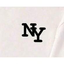 Mujer Casual Camiseta con Letras NY Diseño Urbano Tejido Suave Color Sólido Corte Holgado Cuello Redondo Manga Corta Primavera Verano Diario Playera - Blanco - Ver 3