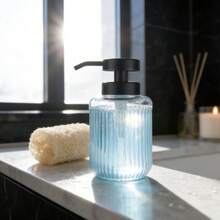 1件 350ml 極簡主義玻璃皂液器－可補充式檯面壓頭瓶，適用於洗髮精、沐浴露或洗手液；適合浴室必需品、家居裝飾、梳妝台配件及季節性風格（秋季/返校季）。 - 多色 - 查看 4