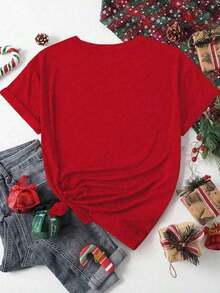 Nueva Camiseta Casual de Verano con Estampado de Jesús para Mujer - Estilo Vintage Urbano Unisex, de Algodón, Manga Corta y Cuello Redondo - rojo - Ver 3