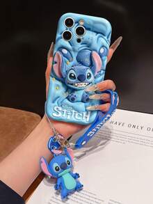 Funda de teléfono de Disney Lilo y Stitch con colgante de Stitch y cordón de Stitch - Funda protectora de Stitch linda con una gran sonrisa y diseño con letras "Disney Stitch", equipada con un delicado cordón decorativo de Stitch y una pulsera de cuentas para un fácil transporte, compatible con iPhone 17, 16, 15, 14, 13, 12, 11 Pro Series, ideal para regalos de cumpleaños, fiestas, aniversarios, graduaciones u ocasiones especiales para sorprender a familiares, amigos, compañeros de clase y seres queridos. - Blanco - Ver 7