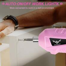 Destornillador eléctrico rosa de alta calidad, juego de herramientas inalámbrico recargable con taladro mini y luz LED, esencial para reparación de electrodomésticos y proyectos DIY - Rosa - Ver 6