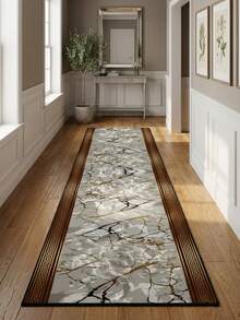1pc Luxury Gold Vein Marble Hallway Carpet, High-End Foyer Decor Carpet, Multiple Sizes Available, Hallway Runner Rug, Carpet, Runner Rug, Area Rug, Mat, Home Decor, Area Carpet, Living Room Area Rug, Living Room Home Decor, Room Decor, Washable Carpet - Multicolor - View 1