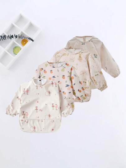 1pc Waterproof Long Sleeve Bib, Soft Waterproof Apron For Feeding, Drooling And Dressing, Baby Nursing Burp Cloth