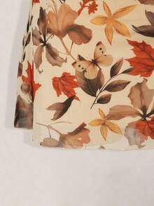 Vestido mini plisado con estampado de hoja de arce vintage para mujer, adecuado para vacaciones de verano y ropa de vuelta al colegio - Multicolor 5 - Ver 6