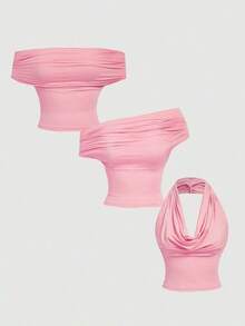 Set de 3 camisetas de tirantes versátiles para mujer en verano - Multicolor 4 - Ver 6