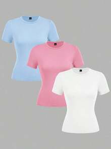 Casual Set. Single Garment, Not A 3-Piece Set. 1 Piece/Set Of Long-Sleeved T-Shirts Suitable For Streetwear. Oversized Round Neck Top For Daily Outings, Camping, Concerts, Hip-Hop, Rock, And Rap Events. Long-Sleeved Round Neck T-Shirts, Black, Suitable For Summer. - 白色 - 查看 8