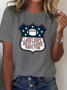 Camiseta cómoda para mujer de edición limitada con escudo de fútbol, de algodón y ligero. - Negro - Ver 8