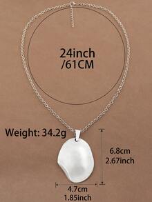 SUPBORA 1 Stück modischer silberner/matter goldener asymmetrischer geometrischer Anhänger Kette Statement Halskette für Frauen für den täglichen Gebrauch - Gold und Silber - Übersicht 7