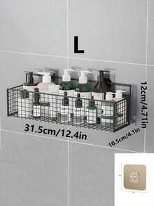 1/2件套锻铁浴室收纳架，浴室化妆品收纳架，免打孔壁挂式收纳架，厨房收纳架 - 黑色 - 查看 8