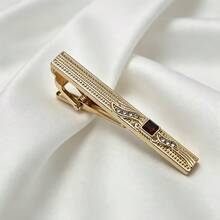 1pc In-Stock New Arrival Gold Rhinestone Tie Clip, Fashionable Men's Formal Business Tie Clip, Factory Direct - Multicolor - View 7