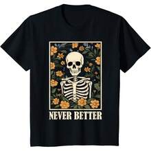 Playera de manga corta estampado calavera con flores divertida para Halloween hombre y mujer ropa juvenil camiseta de mujer algodon duradera uso diario estilo casual con envio nacional - Negro - Ver 6