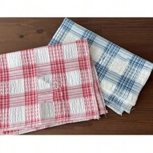 1/2/6pcs Alas Meja Motif Kotak-kotak Merah dan Putih Gaya Korea, Serbet Kain Kasa Bertekstur Gelembung, Alas Serbaguna untuk Isolasi Panas, Latar Belakang Fotografi Makanan - MultiWarna - View 9