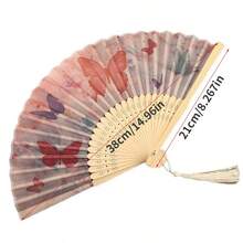 1件/3件/4件 新款中式古典手持摺扇，便攜竹扇，蝴蝶圖案，適合夏季使用，優雅女性手扇，可搭配漢服或旗袍，適用於舞蹈、戲劇道具、攝影道具、室內裝飾，亦適合作為生日、婚禮、情人節、畢業季、母親節送給親友的禮物 - 新中式女士手扇 - 查看 10