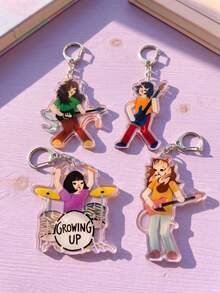 4 piezas Llavero con patrón de figura de banda de rock estilo K-Pop con orejas de animales de dibujos animados, para bolso, concierto, apoyo de fans, uso, fiesta y regalo. Regreso a la escuela - Multicolor - Ver 2