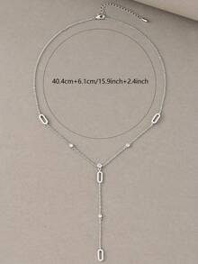 1 chiếc dây chuyền mạ bạc, mặt dây chuyền bằng hợp kim đồng đính đá Cubic Zirconia, thích hợp đeo hàng ngày, dự tiệc, hẹn hò, giúp tôn lên vẻ thanh lịch. - Bạc - Xem 4