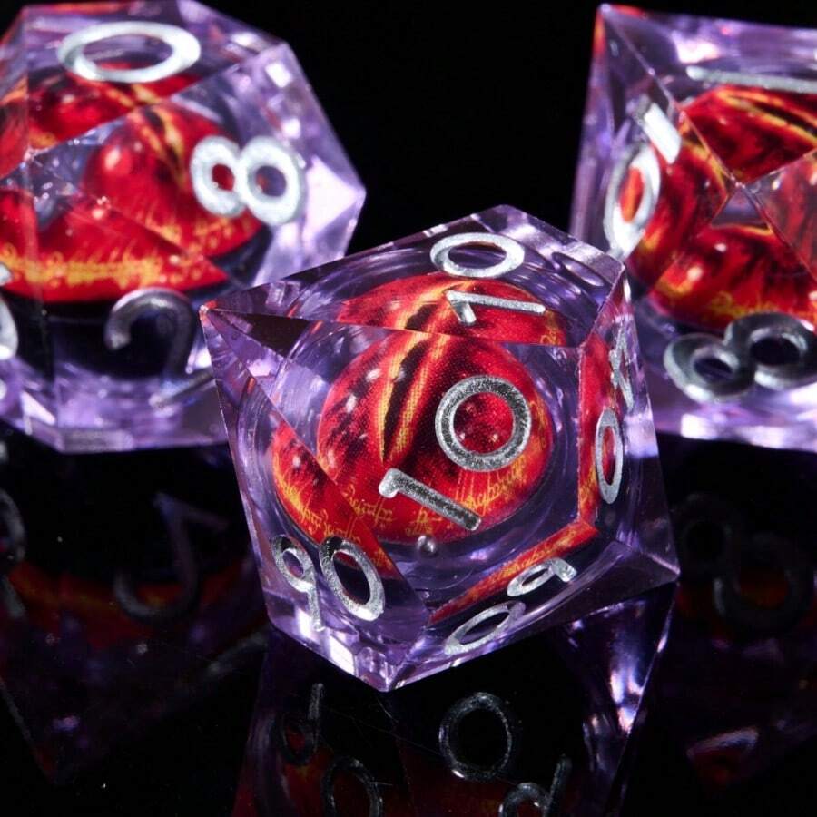 1 Set Of 7 Dice, Includes Eyeball Resin Polyhedral Dice, Suitable For Role-Playing Games And Tabletop Games, D&D Dice, Suitable For Tabletop Games, Thanksgiving And Christmas Gifts - Red - View 1