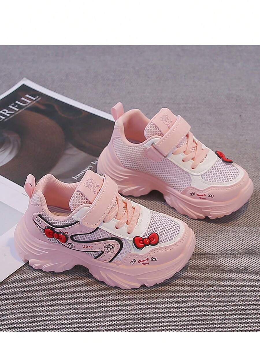 2026 Nuevo diseño de primavera Zapatos deportivos ligeros para niños, adecuados para niñas, suela blanda con diseño transpirable, apropiado para niños - Rosa - Ver 1