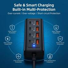 快速充電多口電源接條充電器 8 口集線器，配備 4 個 USB + 4 個 Type-C 接口 (25W 快速充電) 高速多口充電器適用於 5V USB 設備，適合電腦、筆記型電腦、平板電腦和其他設備，絕佳禮品套裝 - 查看 6