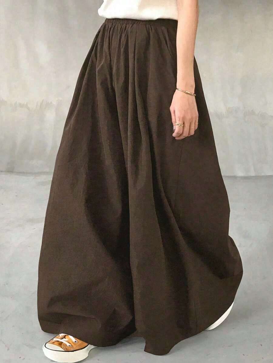 Pantalón ancho y suelto de pierna ancha y culotte negro para mujer, primavera - Verde Oliva - Ver 1