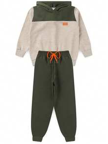 Boys' Winter Fleece Set With Hood, Pants And Jacket - Green - View 12