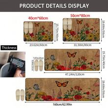 1pc Butterfly Pattern Printed Linen Kitchen Rug, Bathroom Mat, Doormat, 3D Printed Rectangular Carpet For Living Room, Bedroom, Hallway, Bathroom, Laundry Room - Polyester Rug For Indoor And Outdoor Home Decor - Multicolor - View 11