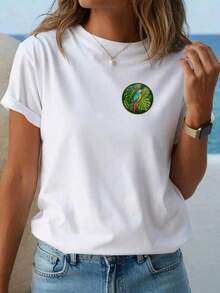 Cute Parrot And Animal Designs! Limited Time Offer! Limited Quantities! Flash ! Casual Women's T-Shirts, Stylish Tees. Women's "Don't Talk To Me" Printed T-Shirt, Crew Neck, Short Sleeves, Casual Sporty Style, Comfortable Blouse For Summer Vacation. - 白色 - 查看 4