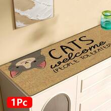 1pc Cat Pattern Printed Linen Kitchen Rug, Doormat, Bath Mat, Hallway Mat, 3D Printed Rectangle Carpet For Living Room, Bedroom, Corridor, Bathroom, Laundry Room - Polyester Rug For Indoor And Outdoor Home Decor - Multicolor - View 13