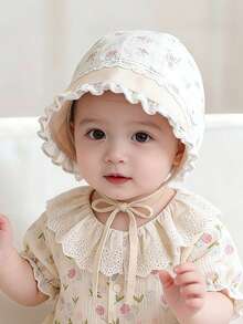 1 pieza Gorro para bebé niña, para primavera/verano/otoño, sombrero de cúpula suave tipo princesa para protección solar para bebés, uso versátil diario - 1PC - Ver 7