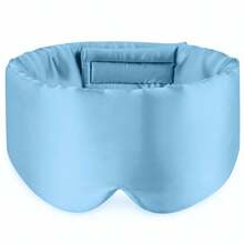 Antifaz para dormir de seda de morera, suave y sin presión intraocular, adecuado para dormir de lado, ajustable - Azul claro - Ver 3