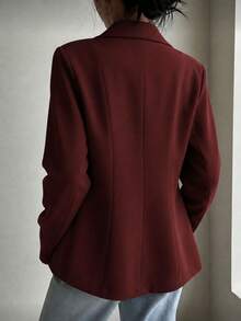 FASHION MO FEMININE- MK0254, Women's Blazer, Suit Jacket, Fitted, Elegant, Formal, Modern, Valentine's Day SHE(IN) - 酒紅色 - 查看 5
