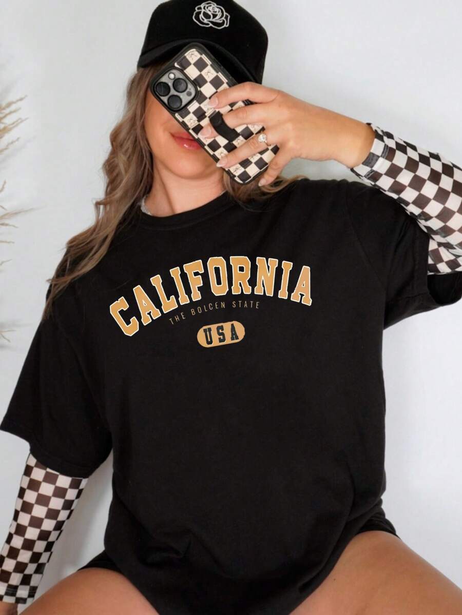 1 Pieza 180g Camisetas Para Mujer Camiseta Hombre, Camiseta informal de algodón con cuello redondo.Camiseta deportiva para mujer.Diseñadas por artistas de la generación Y2K al estilo Bababask, confeccionadas en algodón 100 % puro.Diseño de patrón de dibujos animados creativos, cómoda manga corta - Negro 2 - Ver 1