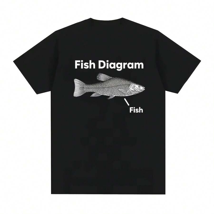 Divertido diagrama de peces Meme gráfico ropa de hombre camiseta Homme nuevo en Top de manga corta cuello redondo estampado pulóver camiseta 50318 - forma - Ver 1