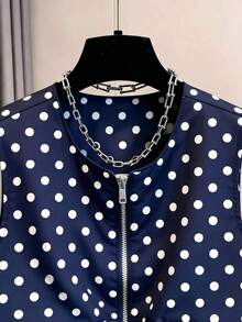 Chaleco corto sin mangas para mujer, blusa sin mangas con lunares y cuello redondo minimalista, diseño de dobladillo con volantes romántico, forrada, blusa versátil para primavera y verano - Multicolor - Ver 10
