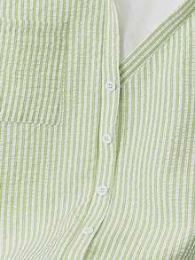 Camisa de mujer casual de manga corta raglán a rayas texturizada azul y blanca, de verano - Verde - Ver 6