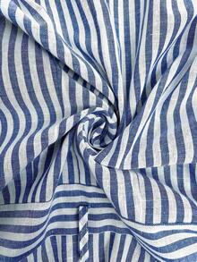Vestido camisero de mujer de manga corta con rayas - Azul y blanco - Ver 8