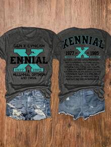 Women's Crew Neck T-Shirt With Fun Letter Print, Casual Short Sleeve Top, Women's Clothing - Breathable And Skin Friendly - 白色 - 查看 9