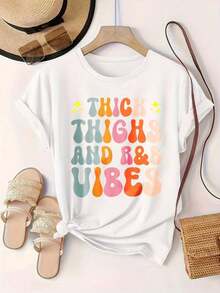 Camiseta Casual de Manga Corta para Mujer - Estilo Veraniego con Cuello Redondo, Lavable a Máquina, Camisetas para Damas, Ropa Casual, Aspecto Moderno, Ajuste Cómodo  
 -Blanco - Blanco - Ver 2