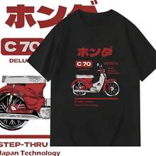 T-shirt Grafiche Uomo Collezione Estiva Vintage con Stampa Motociclista e Scooter, Abbigliamento da Lavoro di Alta Qualità, Manica Corta in Cotone, Vestibilità Ampia per Giovani, P - nero - Visualizzare 6
