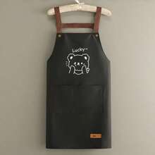 1 pieza Delantal de cocina a prueba de agua y resistente a las manchas con lindo diseño de oso de dibujos animados - Delantal de PVC impermeable, lavable, de tela duradera, adecuado para cocinar, hornear y asar a la parrilla, ideal para uso en el hogar y en restaurantes - Multicolor - Ver 12