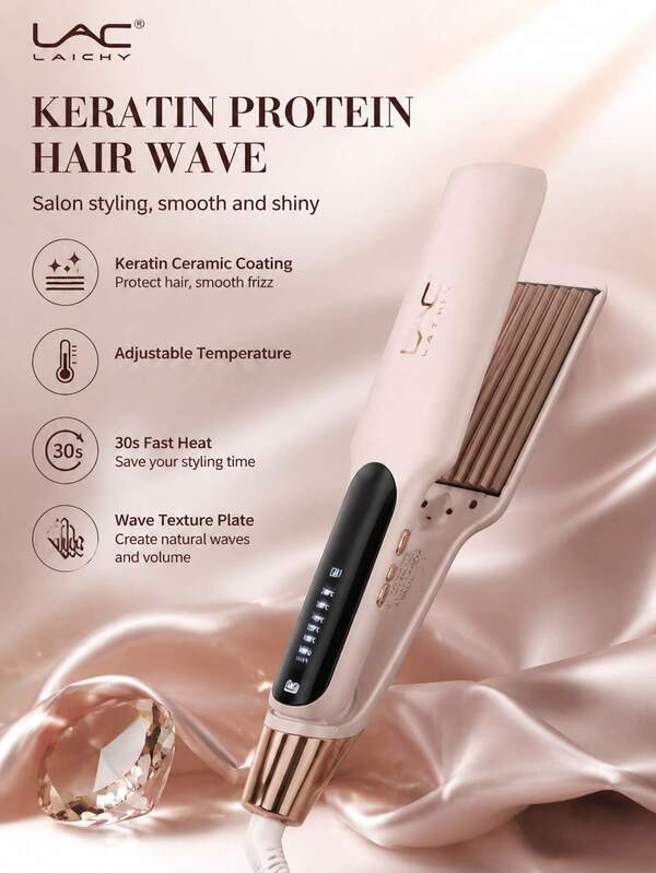 European Standard Plug Power Supply New Style Straightener Clip, LAC Pink And Black Two-Color Straightener Clip, Can Heat And Adjust The Temperature Of The Hair Straightener, Styling Curling Iron Fluffy Hair Inner Buckle Electric Straightener Clip, Can Reduce Frizz, Make Hair Brighter And Smoother