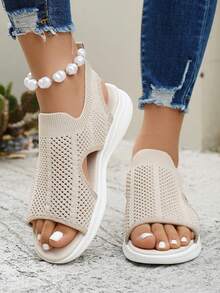 Tplvbz Women's Floral Hollow Mesh Casual Sports Sandals (Floral Pattern Random) - Beige - View 10